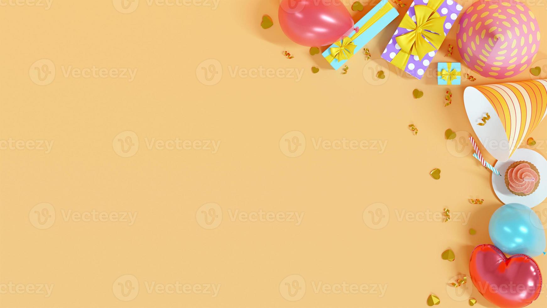 verjaardagsfeestje op gele achtergrond foto
