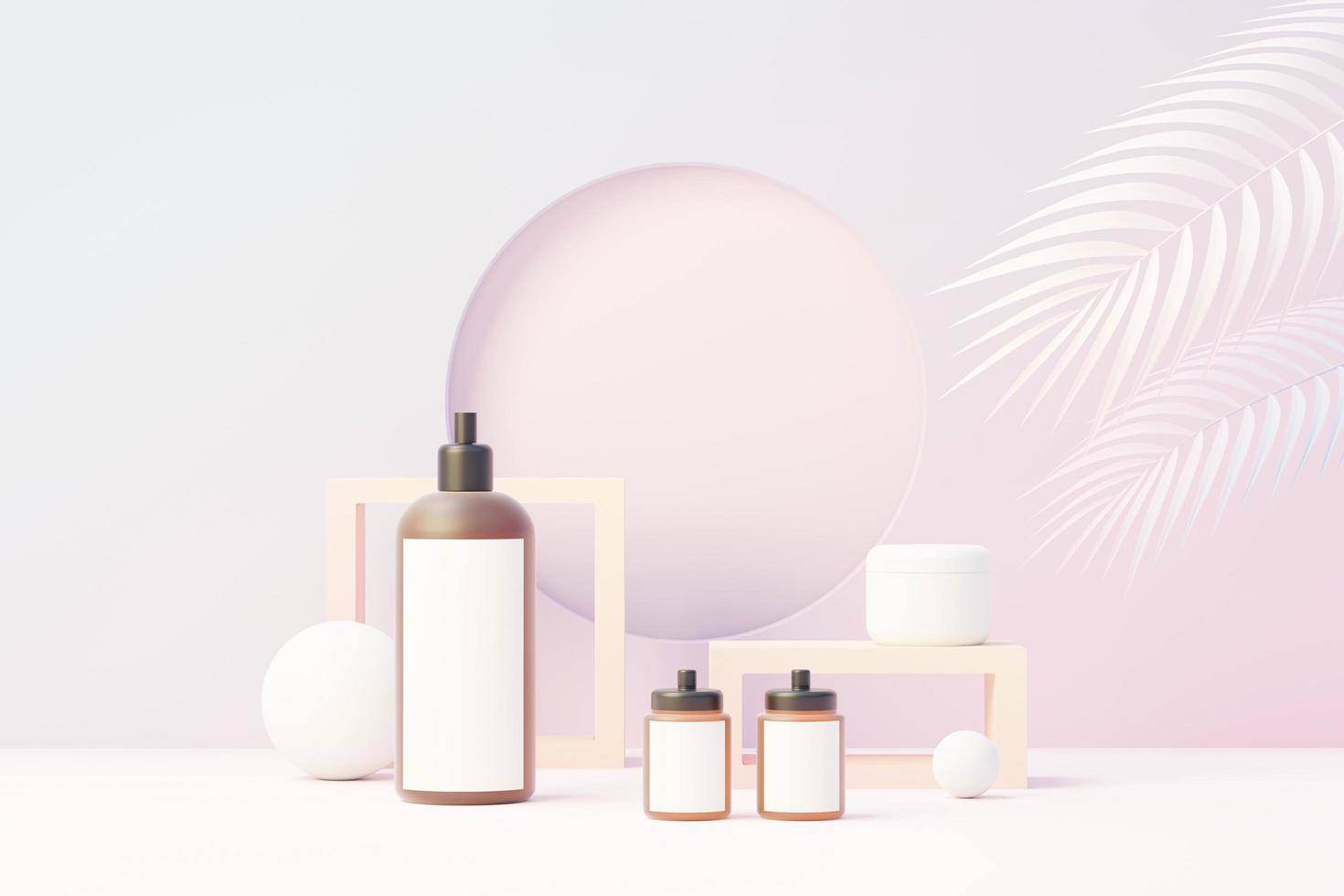 3D render van blanco cosmetica huidverzorgingsproduct of verpakking voor mock up. schoonheid zeep en spa concept. lotion olie vocht voor de gezondheid van de huid. premium en luxe ontwerp voor branding. foto