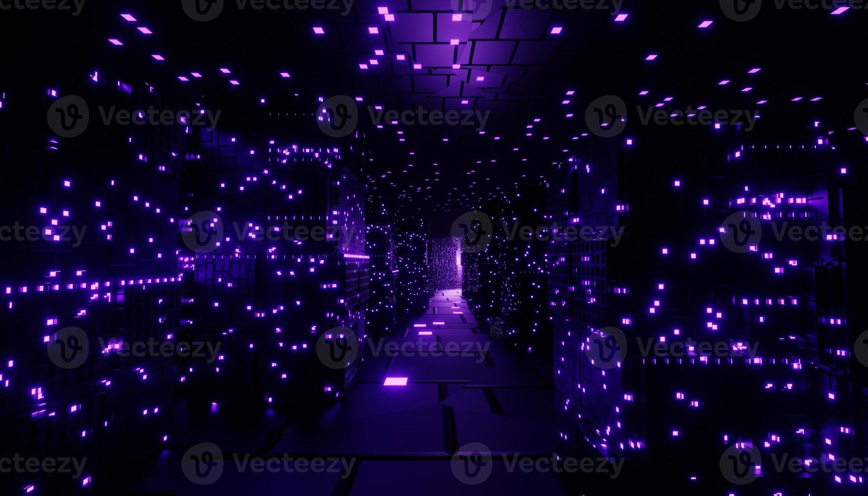3D render van neon en licht gloeien op donkere scène. cyberpunk nacht stad concept. nachtleven. technologie netwerk voor 5g. voorbij generatie en futuristische scène. sci-fi patroon thema. foto