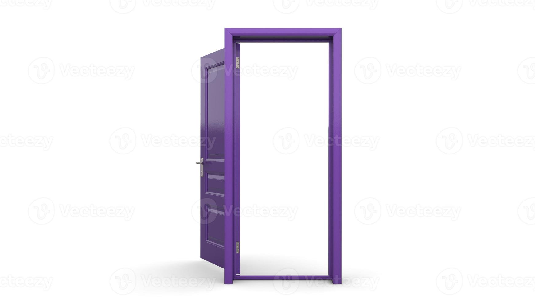 set van verschillende paarse deur geïsoleerde 3d illustratie render op witte achtergrond foto