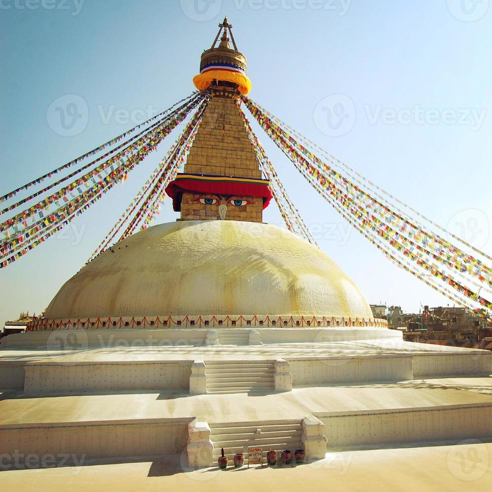 boeddhistische schrijn boudhanath stupa - vintage filter. Kathmandu, Nepal. foto