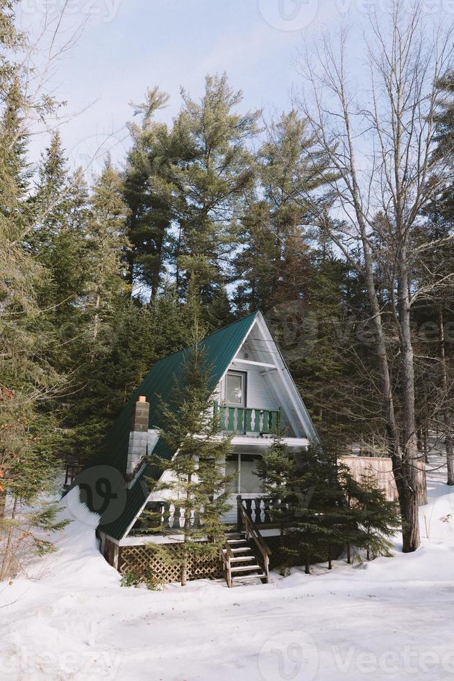 groene a-frame cabine foto