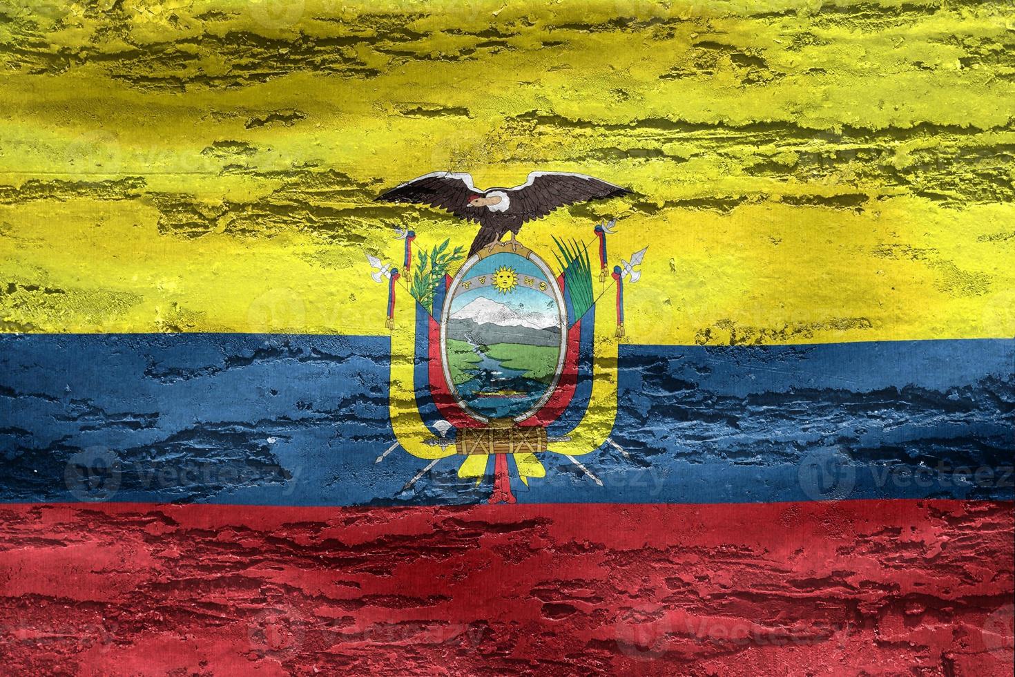 vlag van ecuador - realistische wapperende stoffen vlag foto