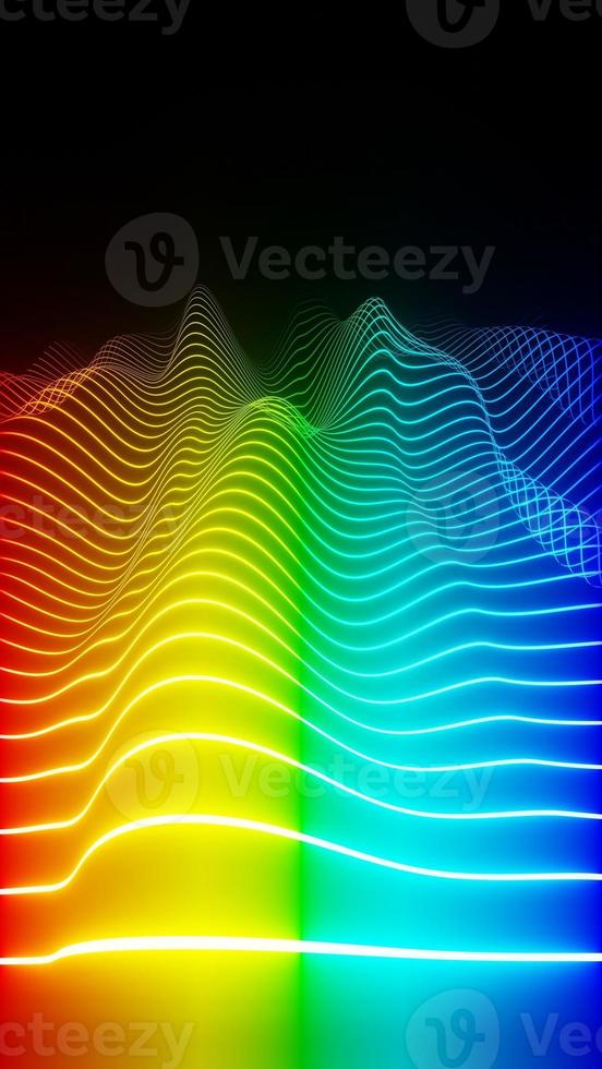abstract technologie kleurrijk helder neon gloeiend golf audio visualizer achtergrond verticaal 3D-rendering foto