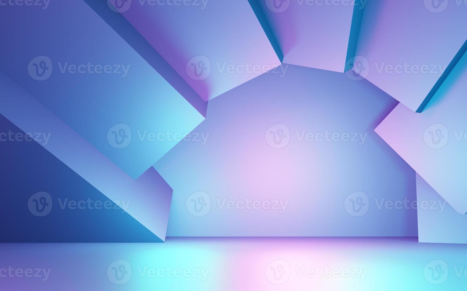 3D-weergave van paarse en blauwe abstracte geometrische achtergrond. scène voor reclame, technologie, showcase, banner, cosmetica, mode, zaken. sci-fi illustratie. productweergave foto