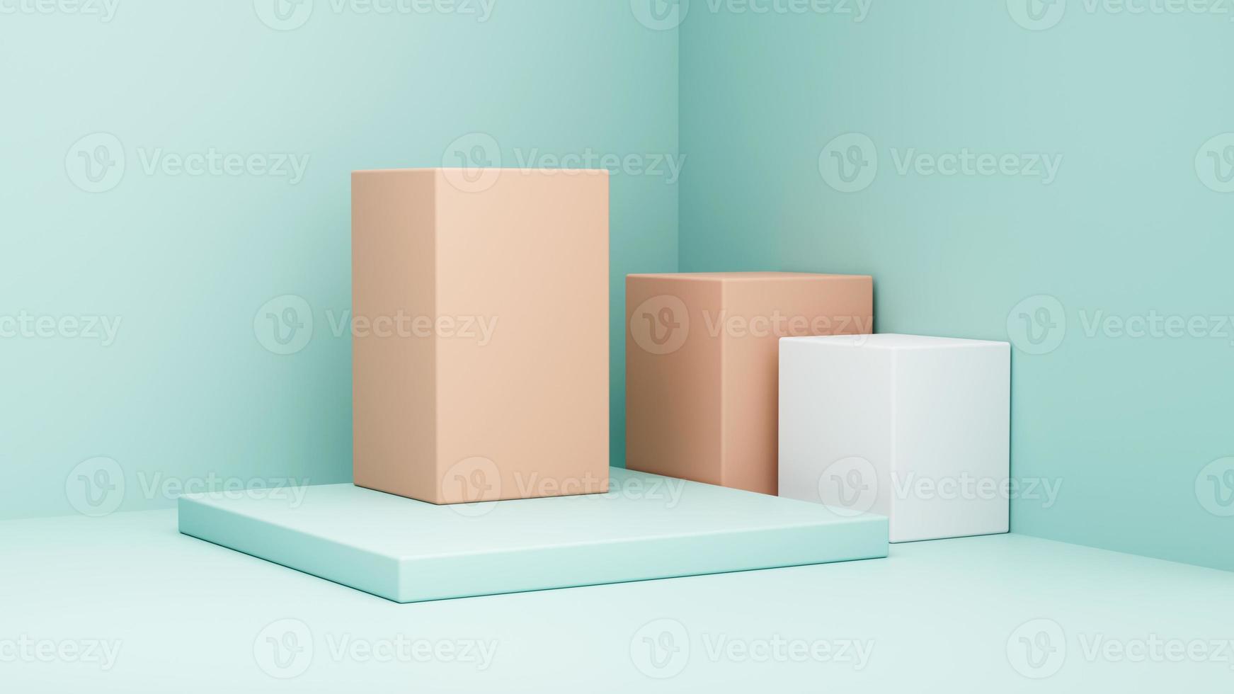 pastel cyaan mint podium en minimale muur scène, podium minimale abstracte achtergrond 3d illustratie foto