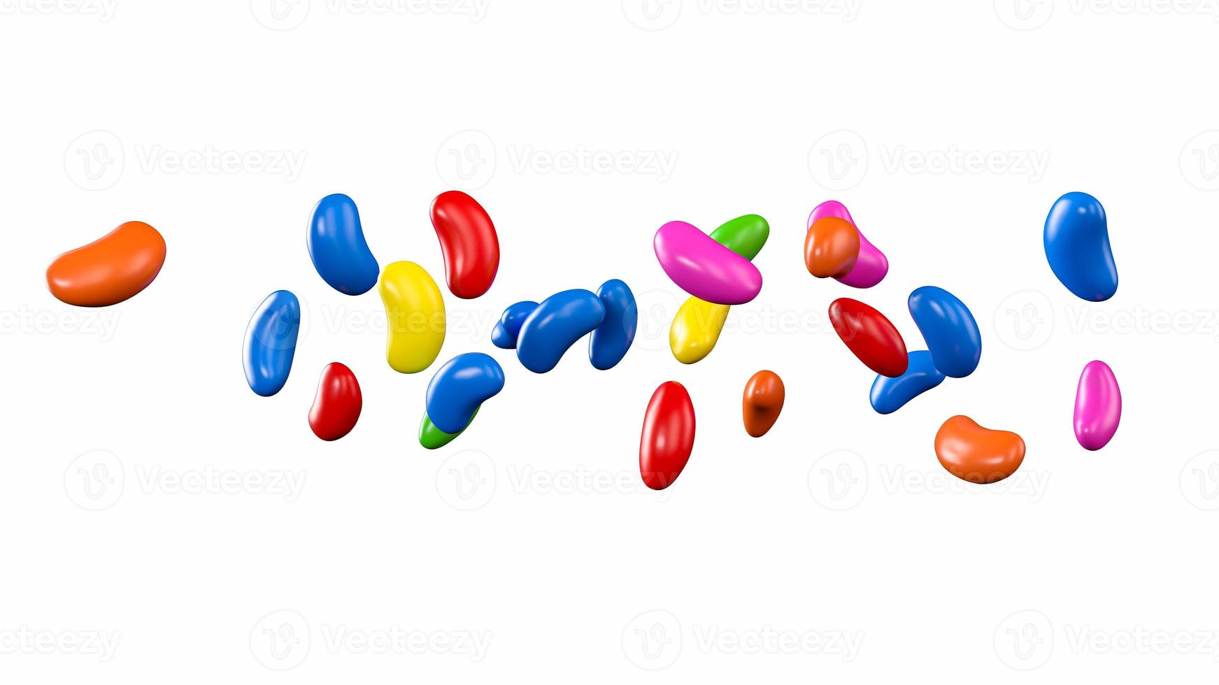 kleurrijke jelly beans snoepjes vliegen 3d illustratie foto