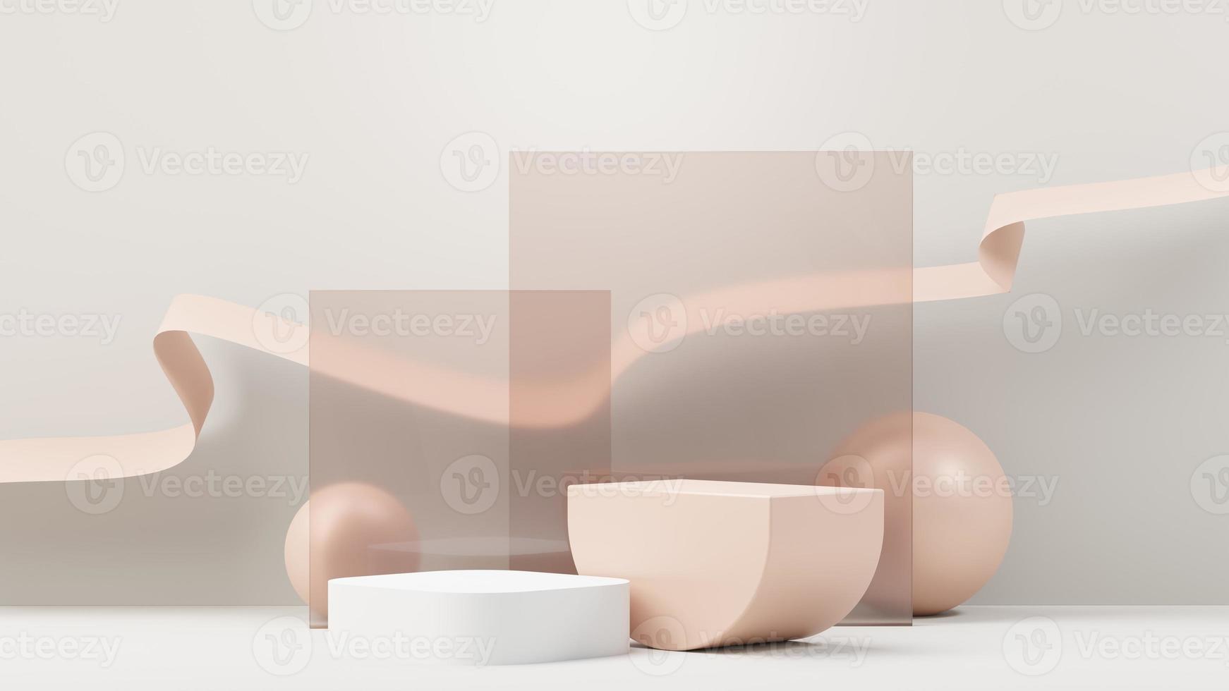 3D render abstract display podium platform voor productpresentatie en reclame. minimale scène-achtergrond met een strak ontwerp. leeg voetstuk voor mock-up. leeg podium met pastelkleur voor cosmetica. foto