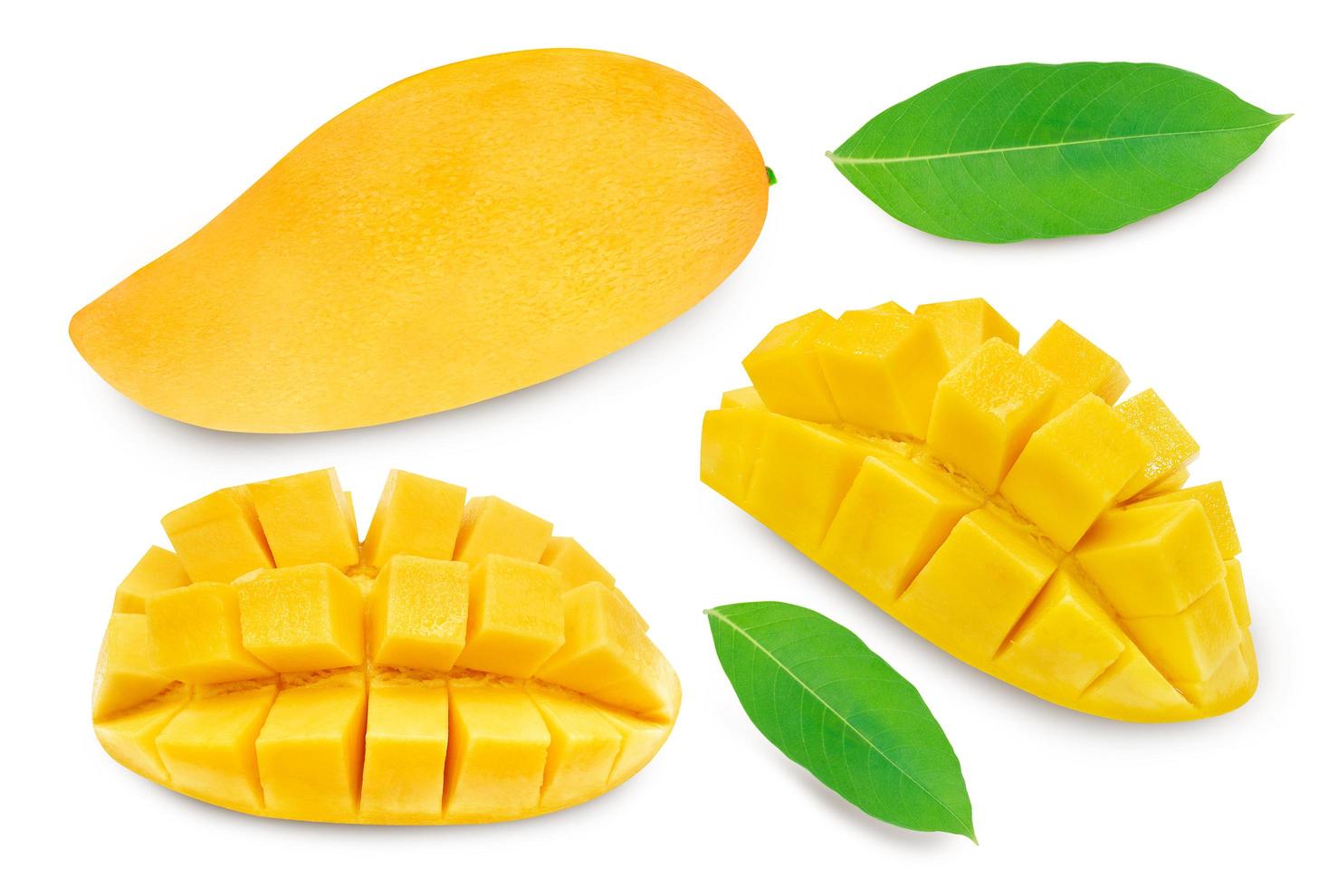 collectie van mango fruit geïsoleerde witte achtergrond met uitknippad. foto