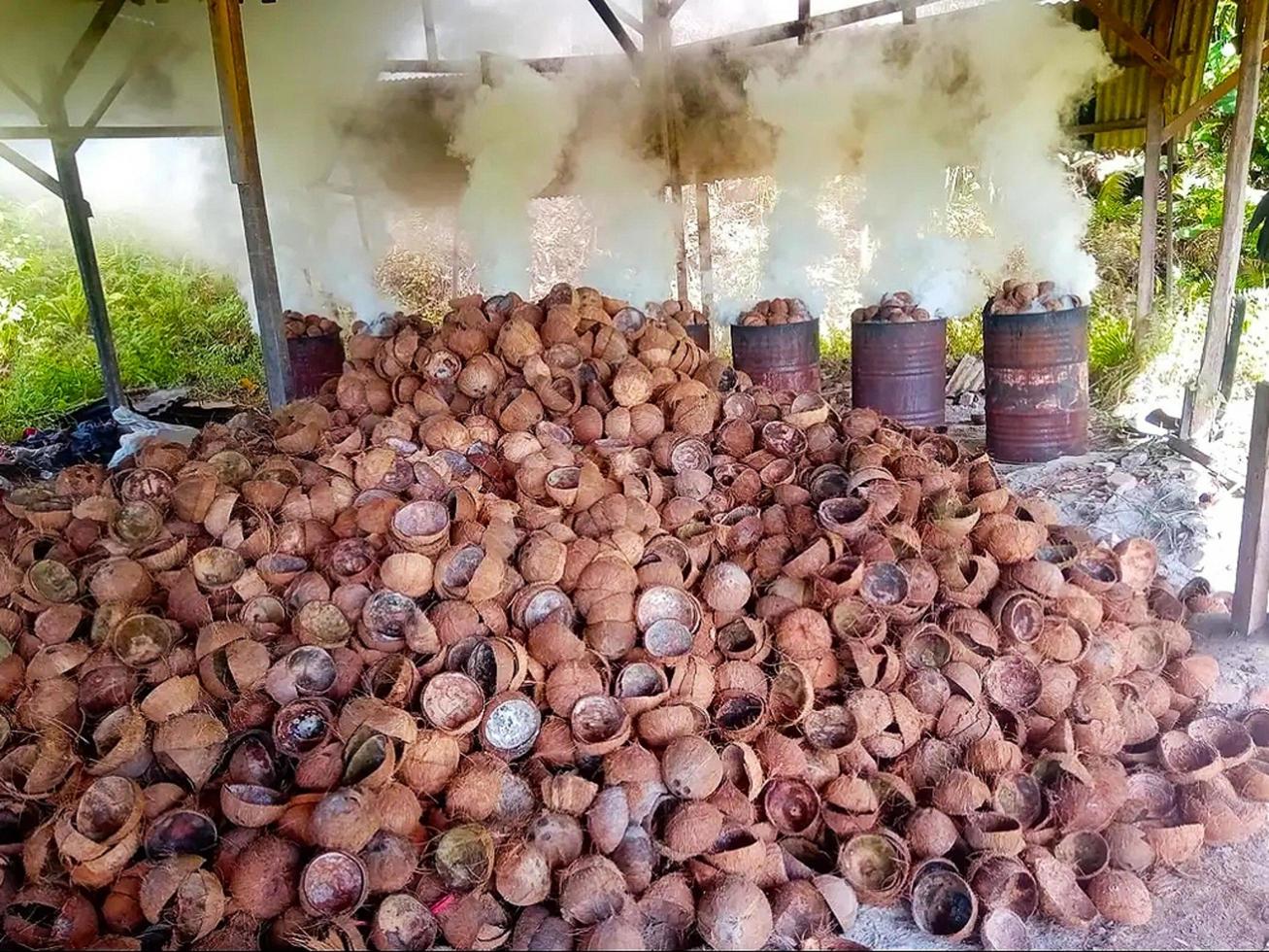 stapel kokosnootschaal foto