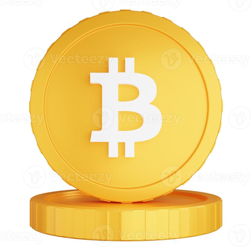 3D-rendering munt crypto bitcoin met één munt hieronder foto