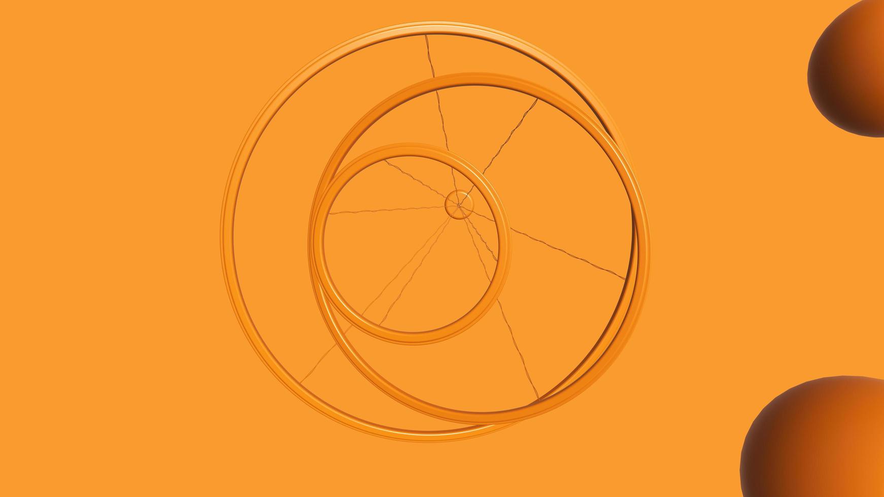3D render abstracte halo's op oranje achtergrond foto