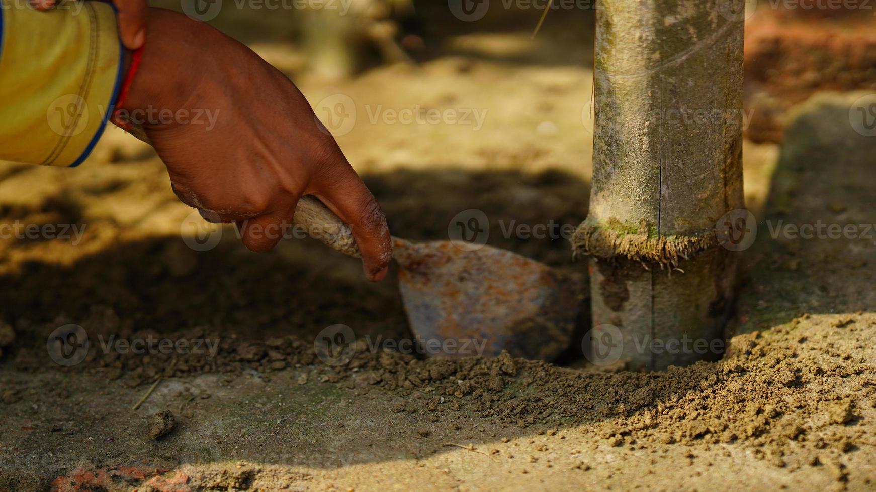 boeren zoon hand afbeelding foto