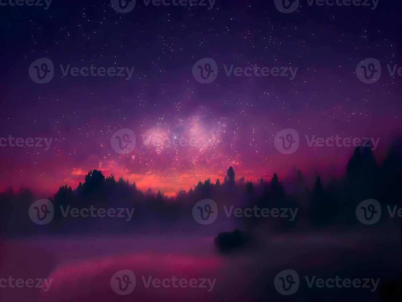 nachtlandschap berg en melkwegstelsel achtergrond, lange blootstelling, weinig licht foto