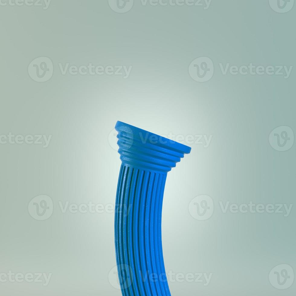 gebogen blauwe kolom op grijze achtergrond foto