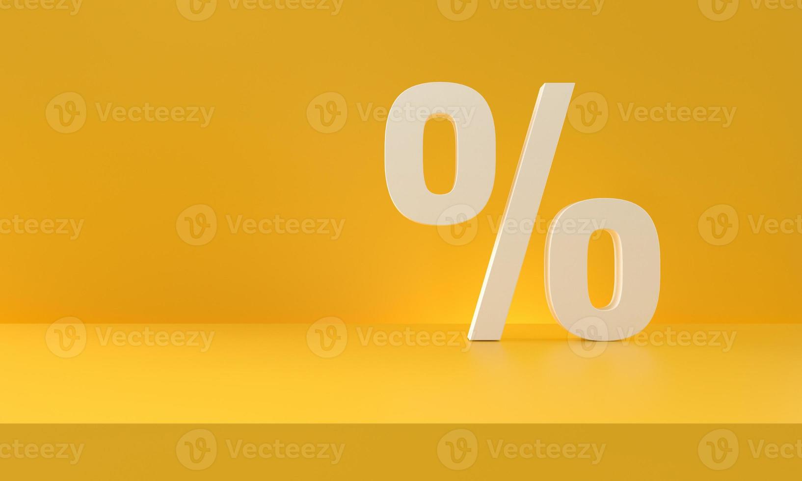 procent korting symbool gele achtergrond. verkoopconcept. 3D-rendering. foto