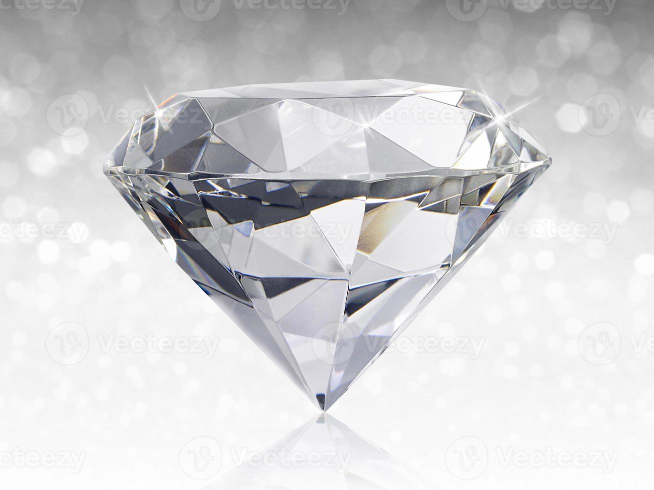 oogverblindende diamant op witte glanzende bokeh achtergrond. concept voor selectie beste diamanten edelsteenontwerp foto