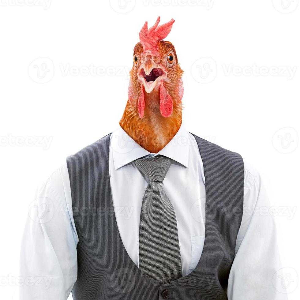 Cock-headed man geïsoleerd op witte achtergrond foto