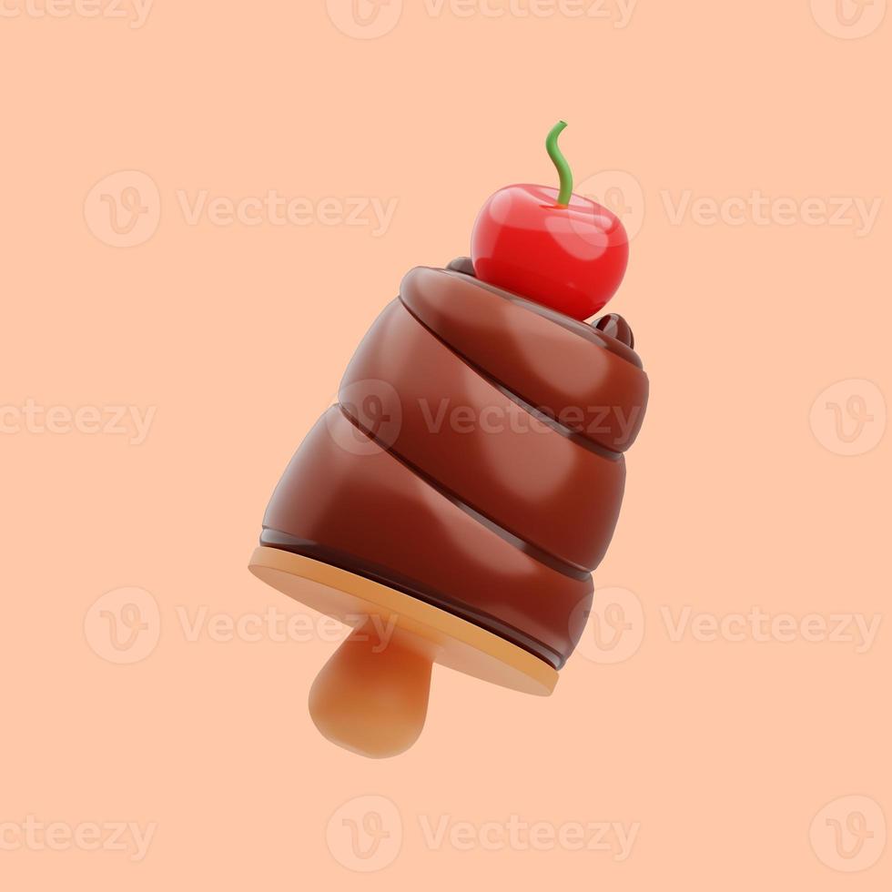 3D-weergave van twist chocolade-ijs pictogram illustratie foto