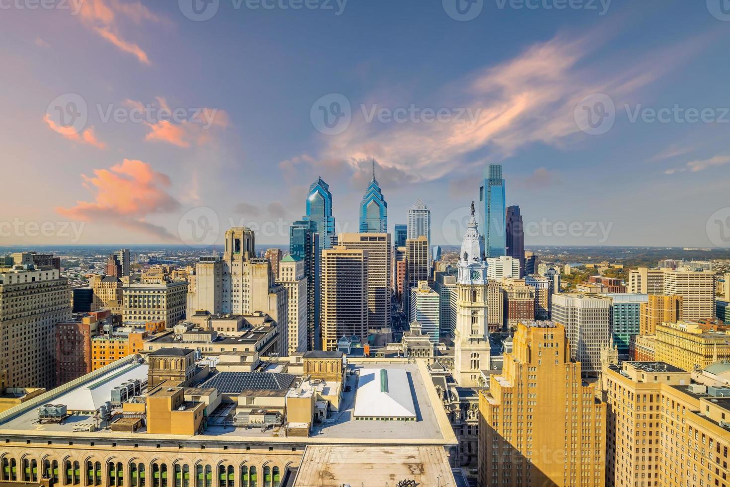 philadelphia downtowncity skyline, stadsgezicht in pennsylvania foto