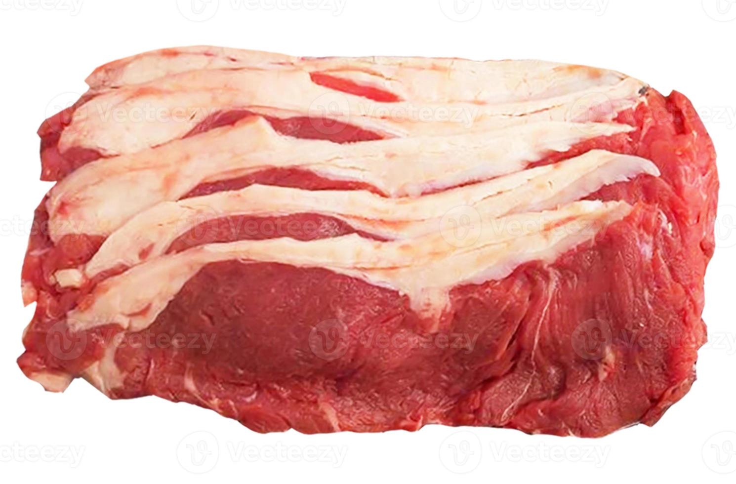 Rauw vlees rundvlees entrecote shabu shabu geïsoleerd op witte achtergrond foto
