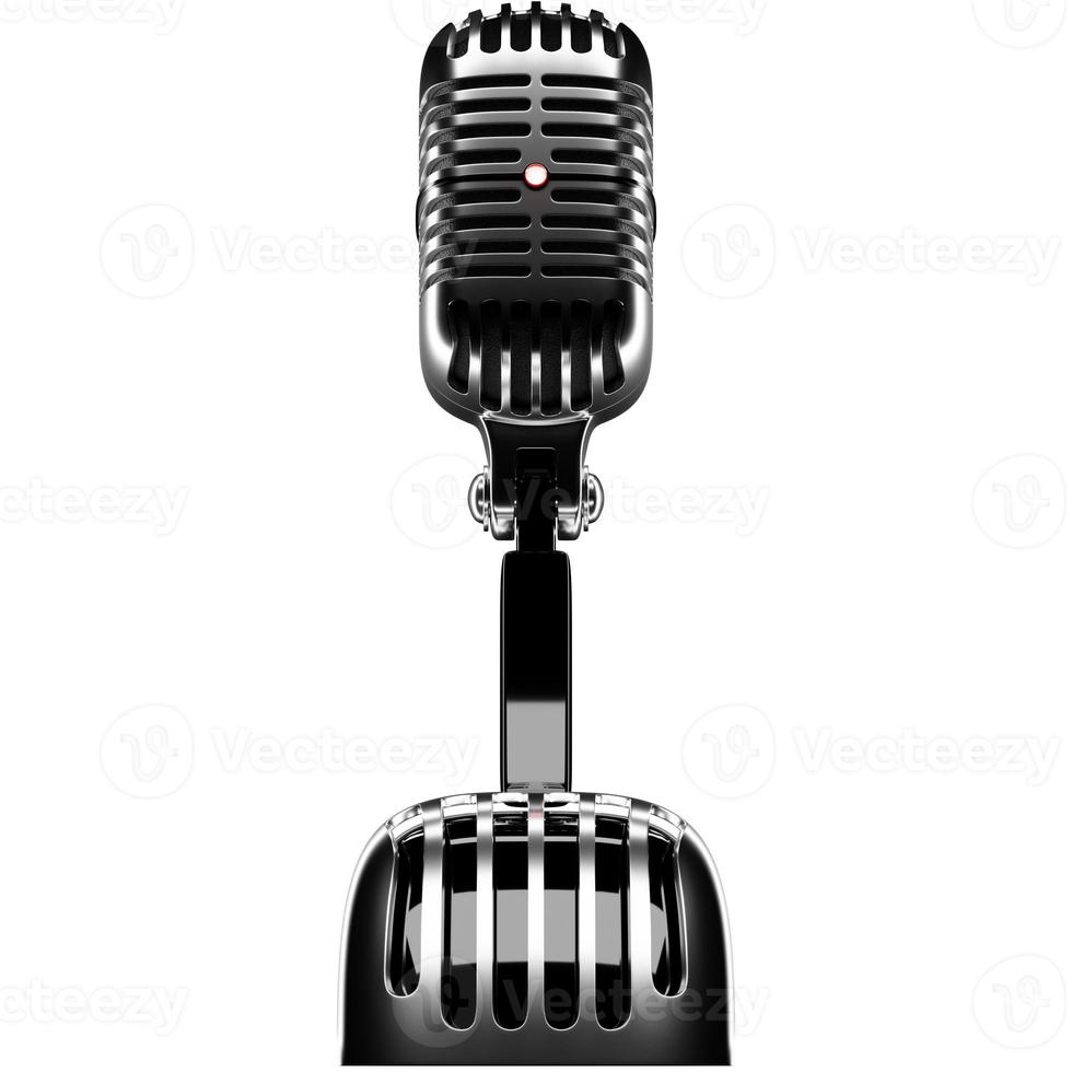 3d illustratie, retro-stijl microfoon in feest of concert op een witte geïsoleerde achtergrond foto