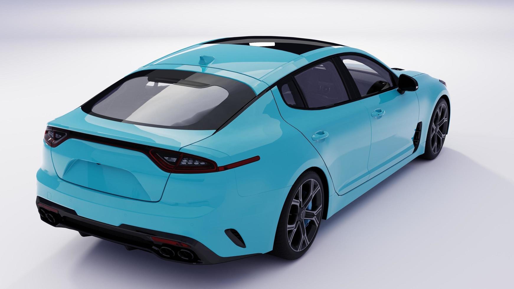 3D-rendering sport blauwe auto op witte bakcground.jpg foto