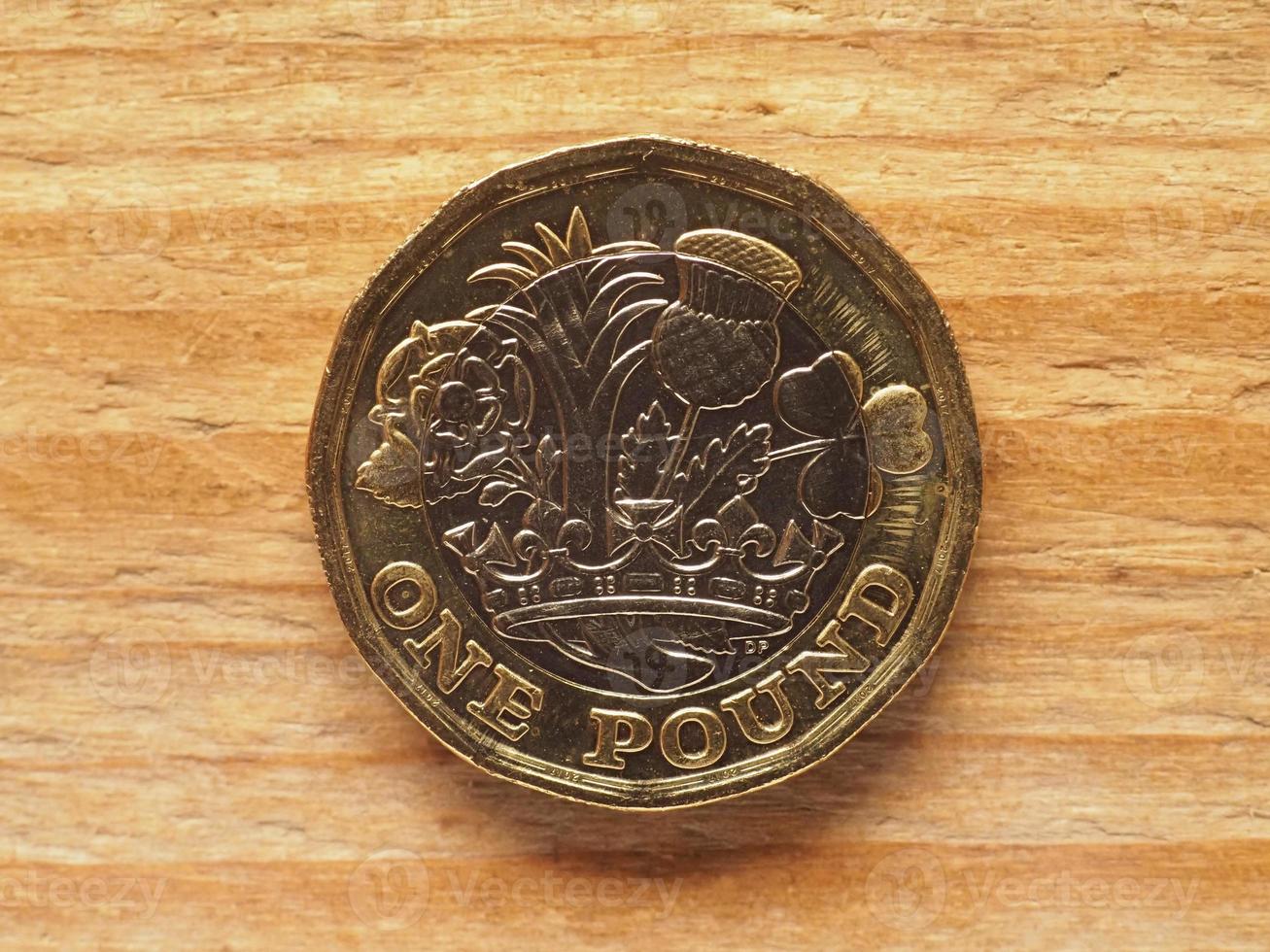 1 pond munt, achterkant met naties van de kroon, valuta foto