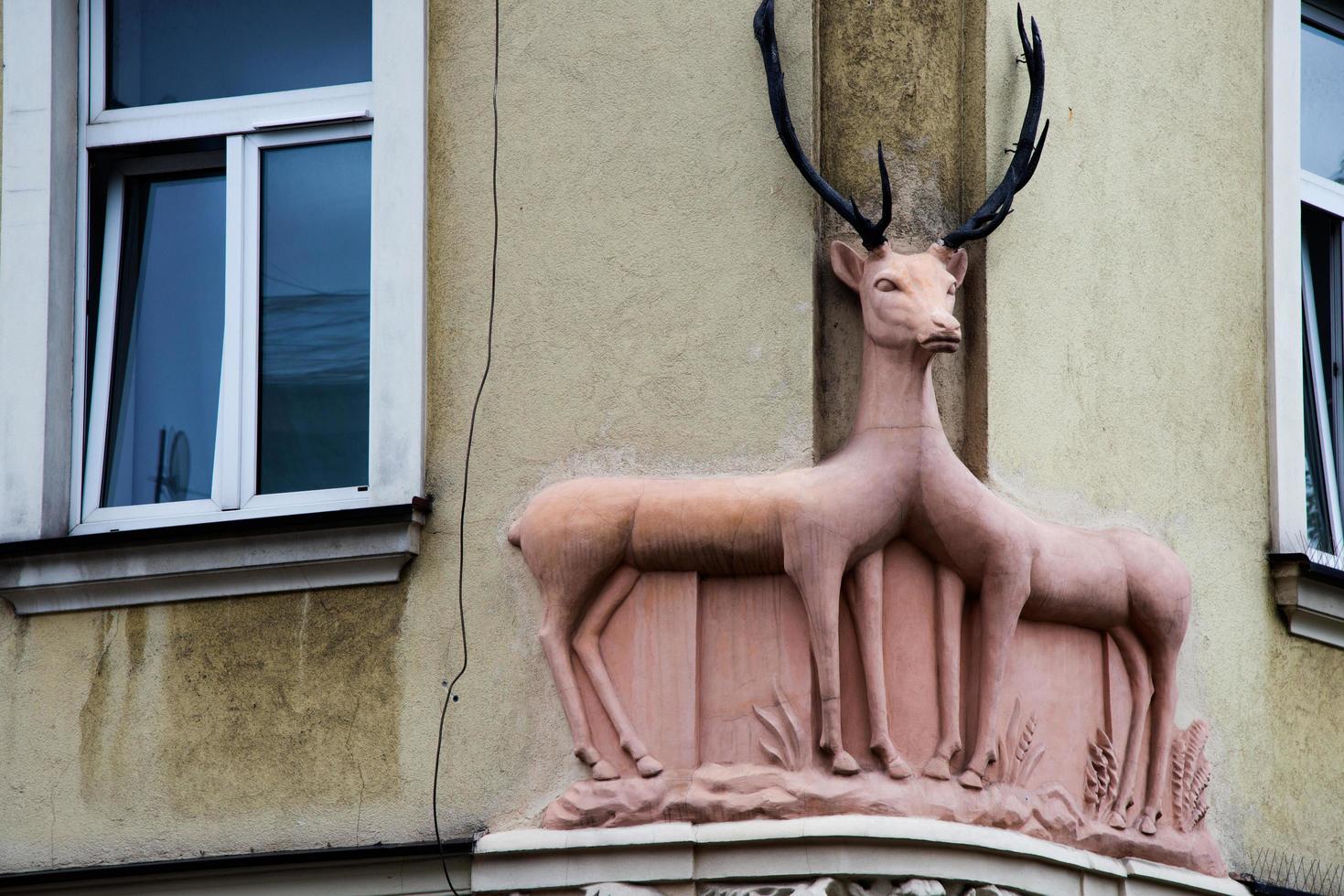 schattig detail op de gevel van een gebouw in Krakau, Polen foto