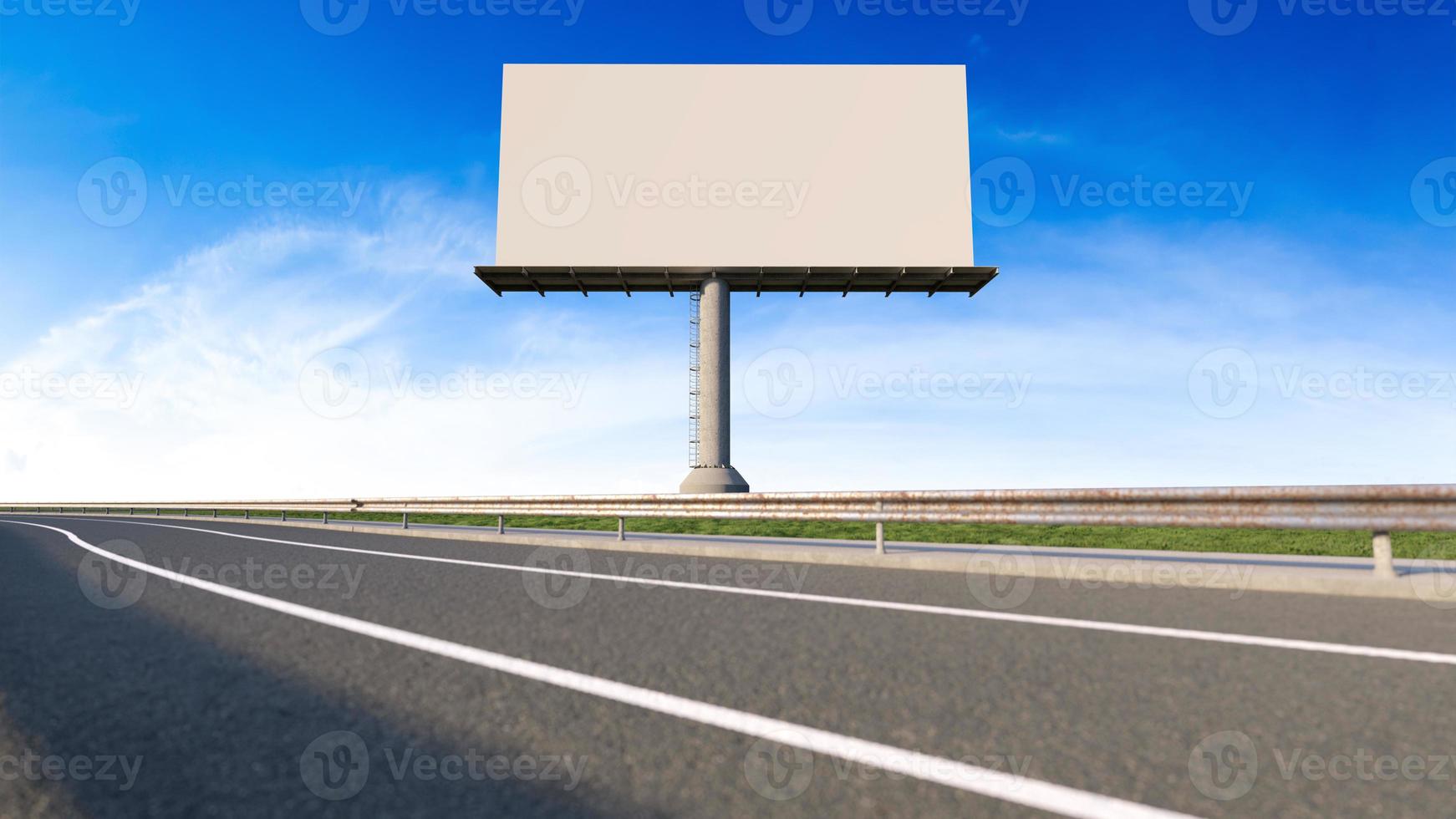 mockup afbeelding van 3D-rendering billboard naast snelweg. foto