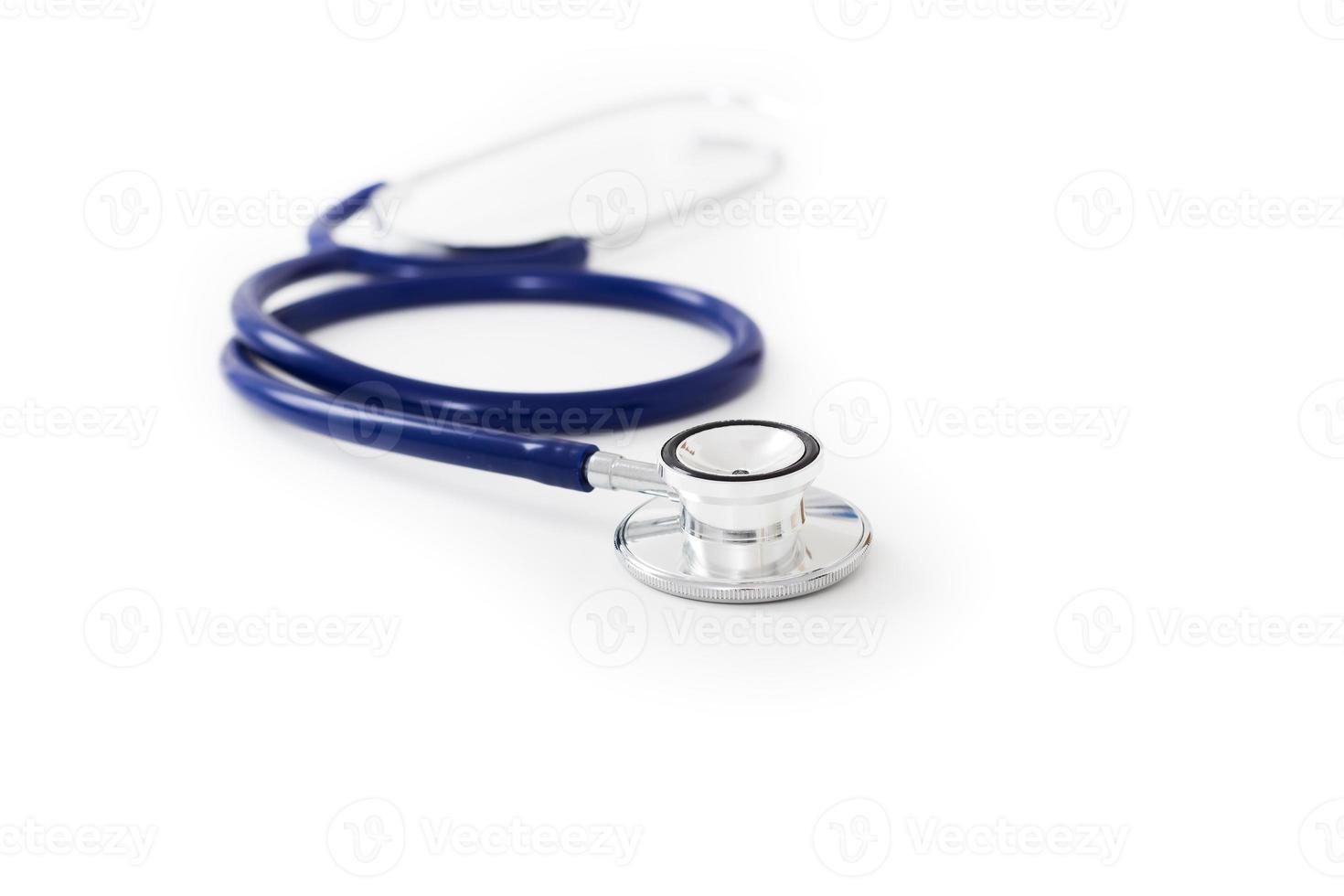 blauwe stethoscoop op wit foto