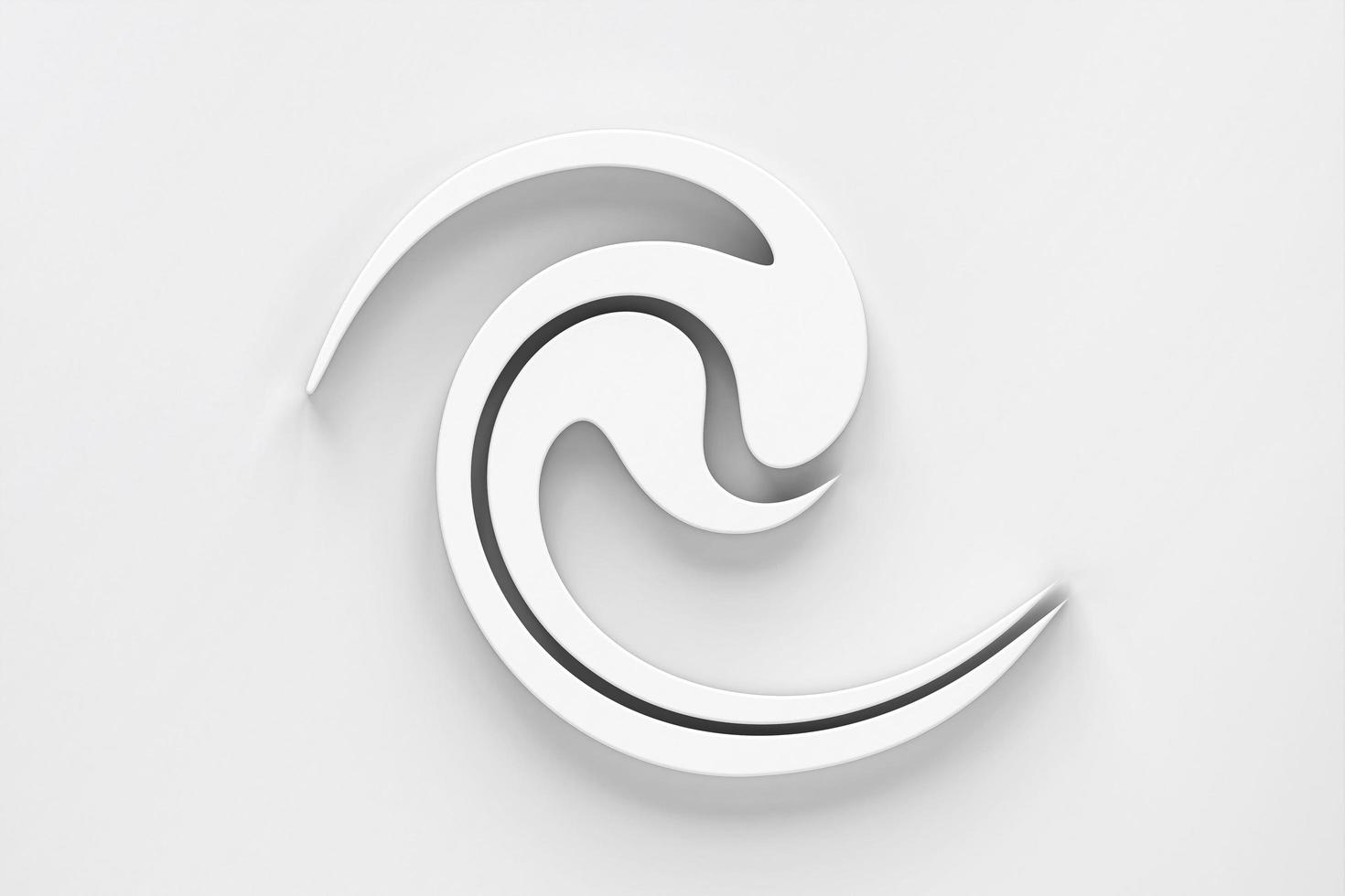 abstracte gedraaide witte lijnen in cirkelvorm op witte achtergrond. geometrische kunst. ontwerpelement voor logo, teken, symbool, vooraanzicht. 3D-rendering foto
