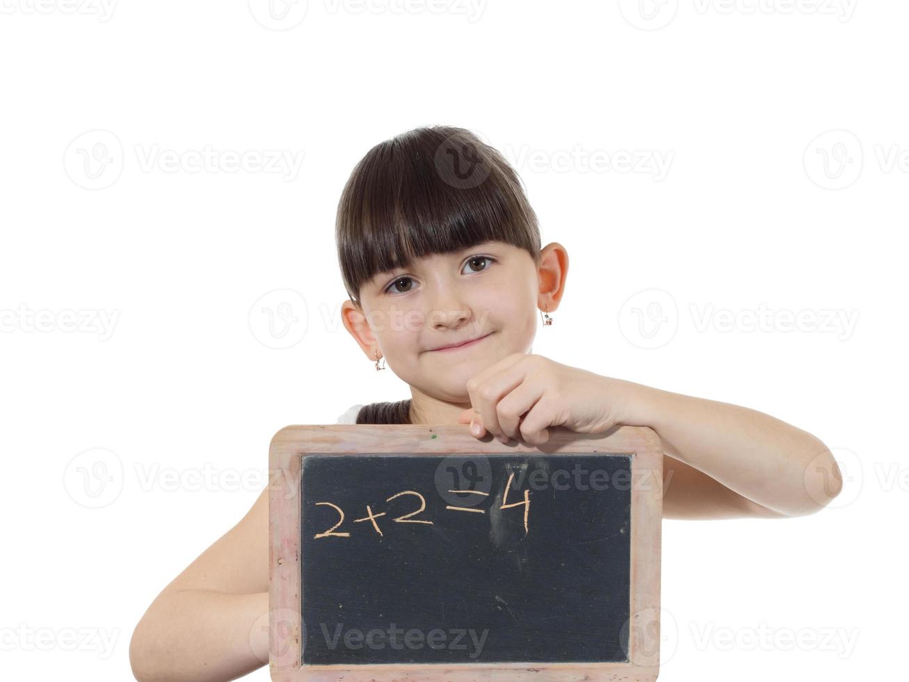 meisje en schoolbord foto