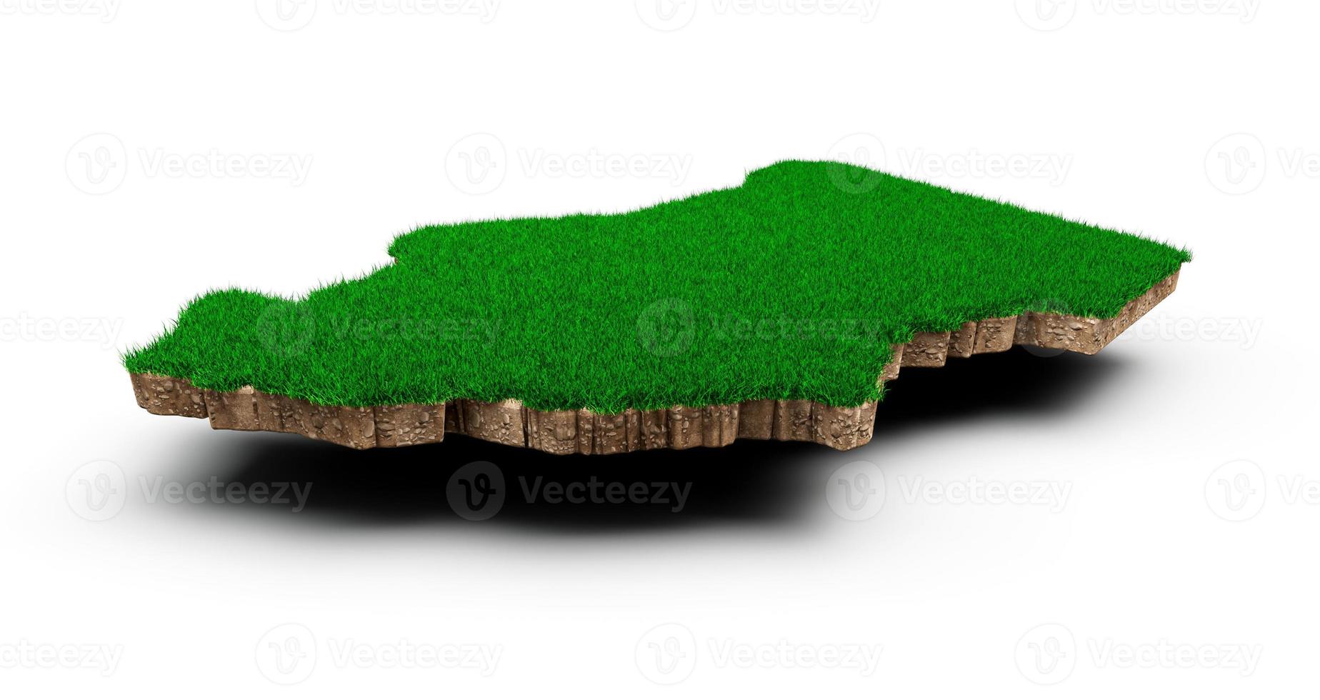 Tsjaad kaart bodem land geologie dwarsdoorsnede met groen gras en rotsgrond textuur 3d illustratie foto