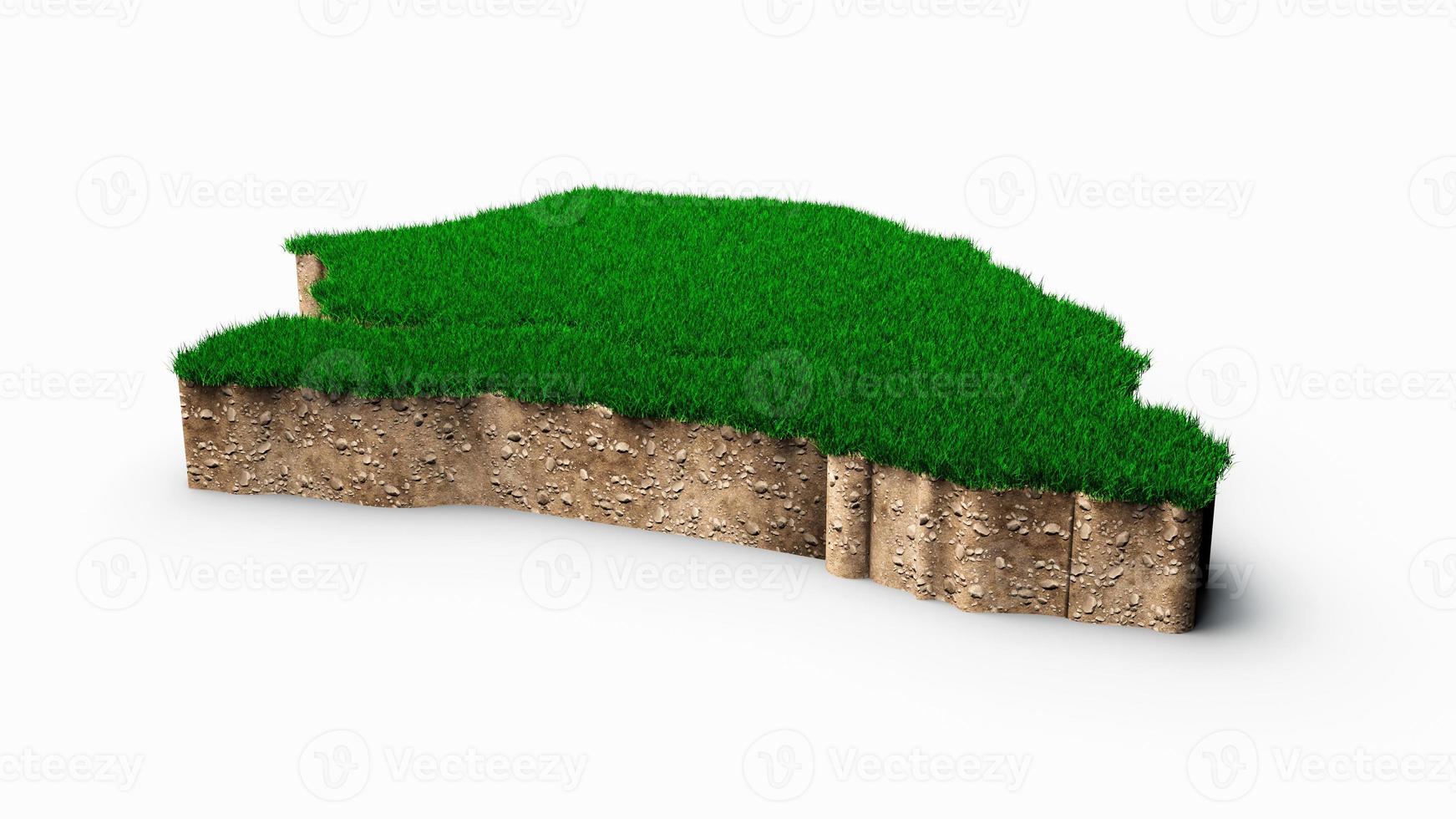 senegal, kaart, bodem, land, geologie, dwarsdoorsnede, met, groen gras, en, rots, grond, textuur, 3d, illustration foto