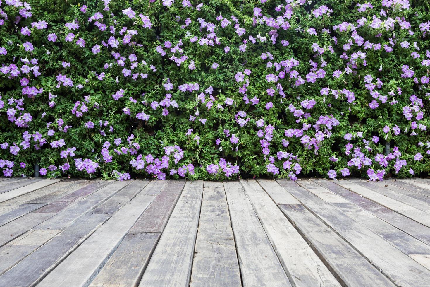 houten hek met bloemen foto