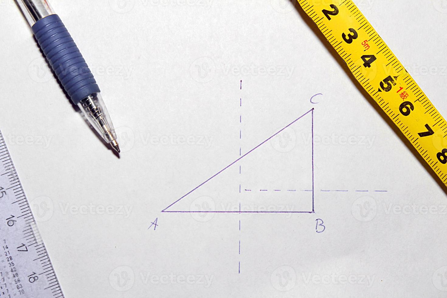 driehoek, pen en wiskunde foto