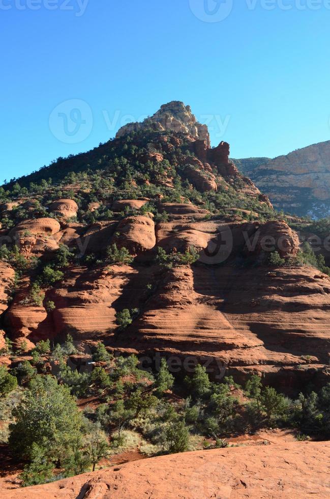 rotsformatie bezaaid met bomen in sedona arizona foto