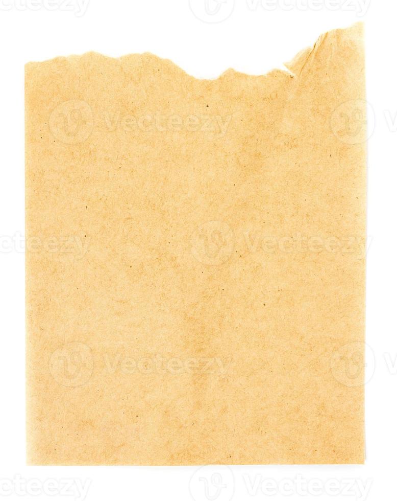 gerecycled geel papier blad textuur of achtergrond met gescheurde rand foto