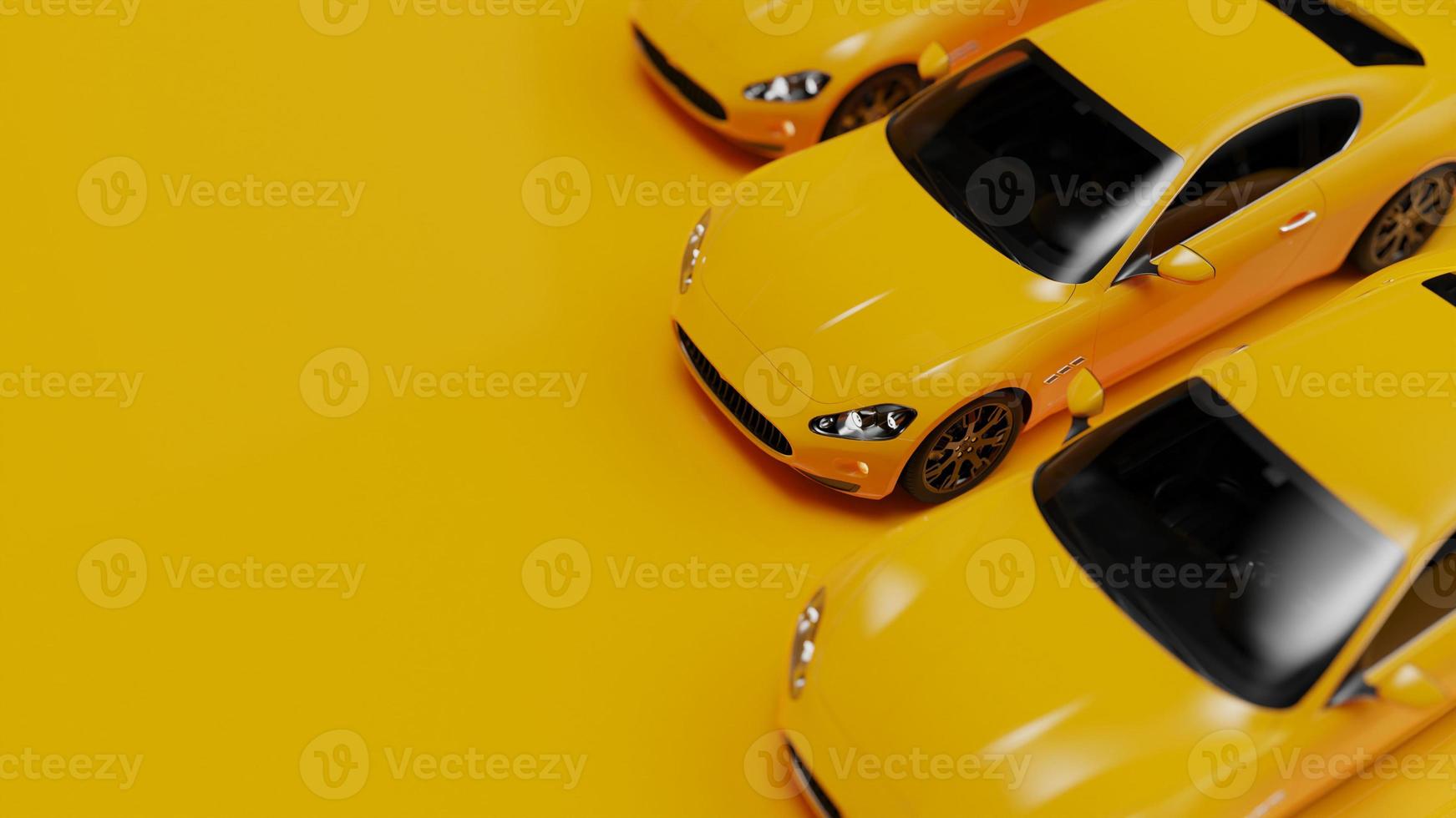 automatisch geel. 3d illustratie van fragmenten van voertuigen op een witte achtergrond. foto