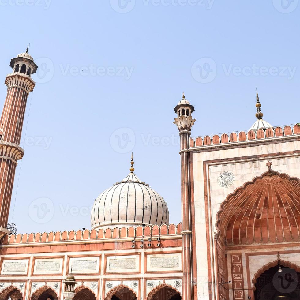 architectonisch detail van jama masjid moskee, oud delhi, india, de spectaculaire architectuur van de grote vrijdag moskee jama masjid in delhi 6 tijdens ramzan seizoen, de belangrijkste moskee in india foto