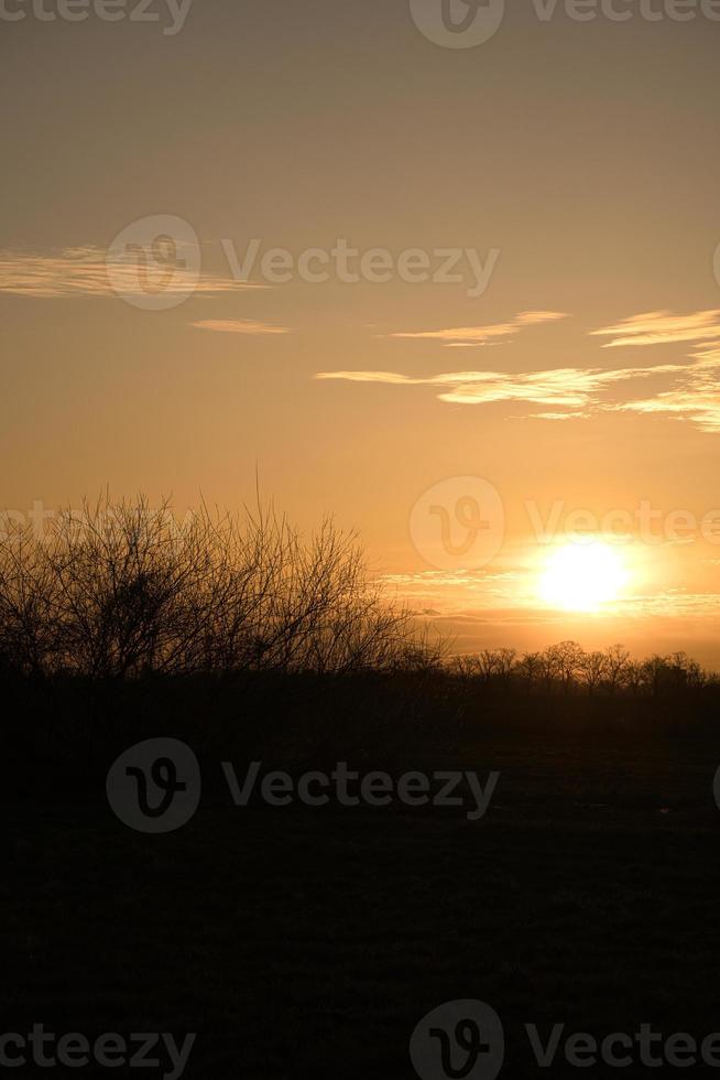 ondergaande zon aan de rand van berlijn. de lucht lijkt te branden foto