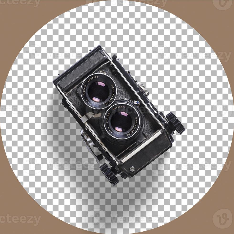 close-up bekijken vintage analoge camera geïsoleerd op transparant. foto