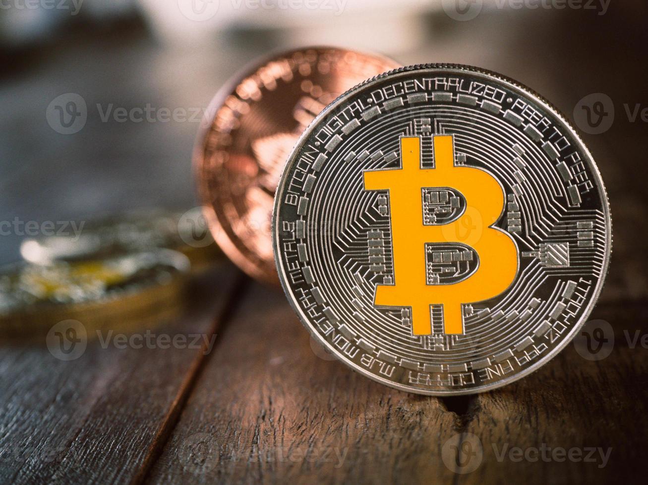 bitcoin munten zakelijke financiële concept. foto