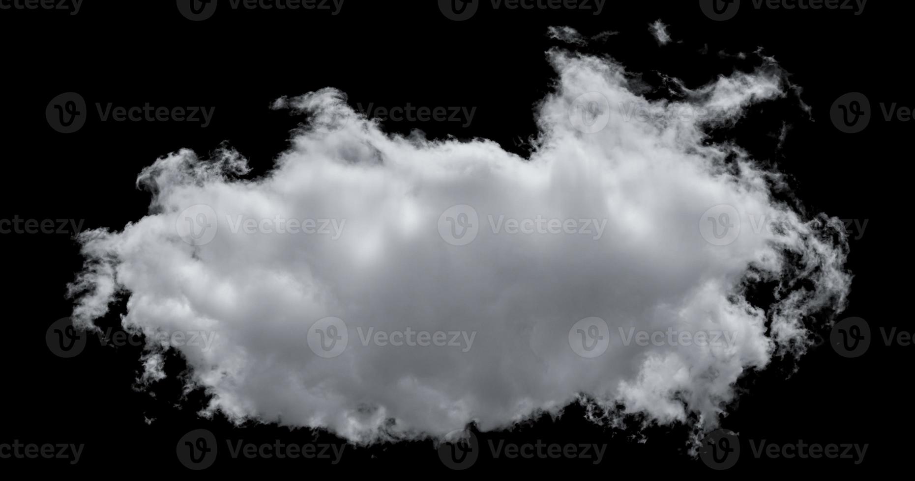 witte wolk geïsoleerd op zwarte achtergrond, pluizige textuur, abstracte rook foto