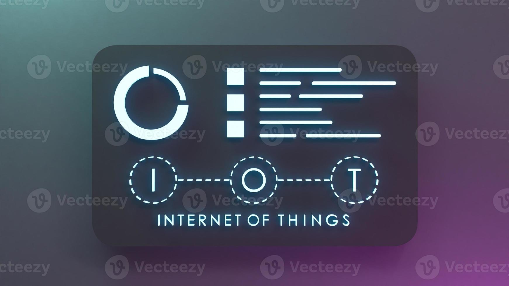 neon internet ding logo symbool. iot-concept. 3D render illustratie. foto