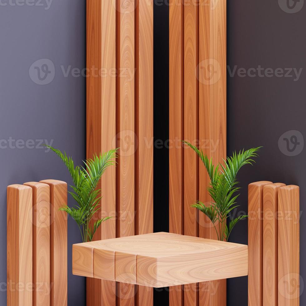 eenvoudige achtergrond met houtthema voor voedselpresentatie en meer, 3d render foto