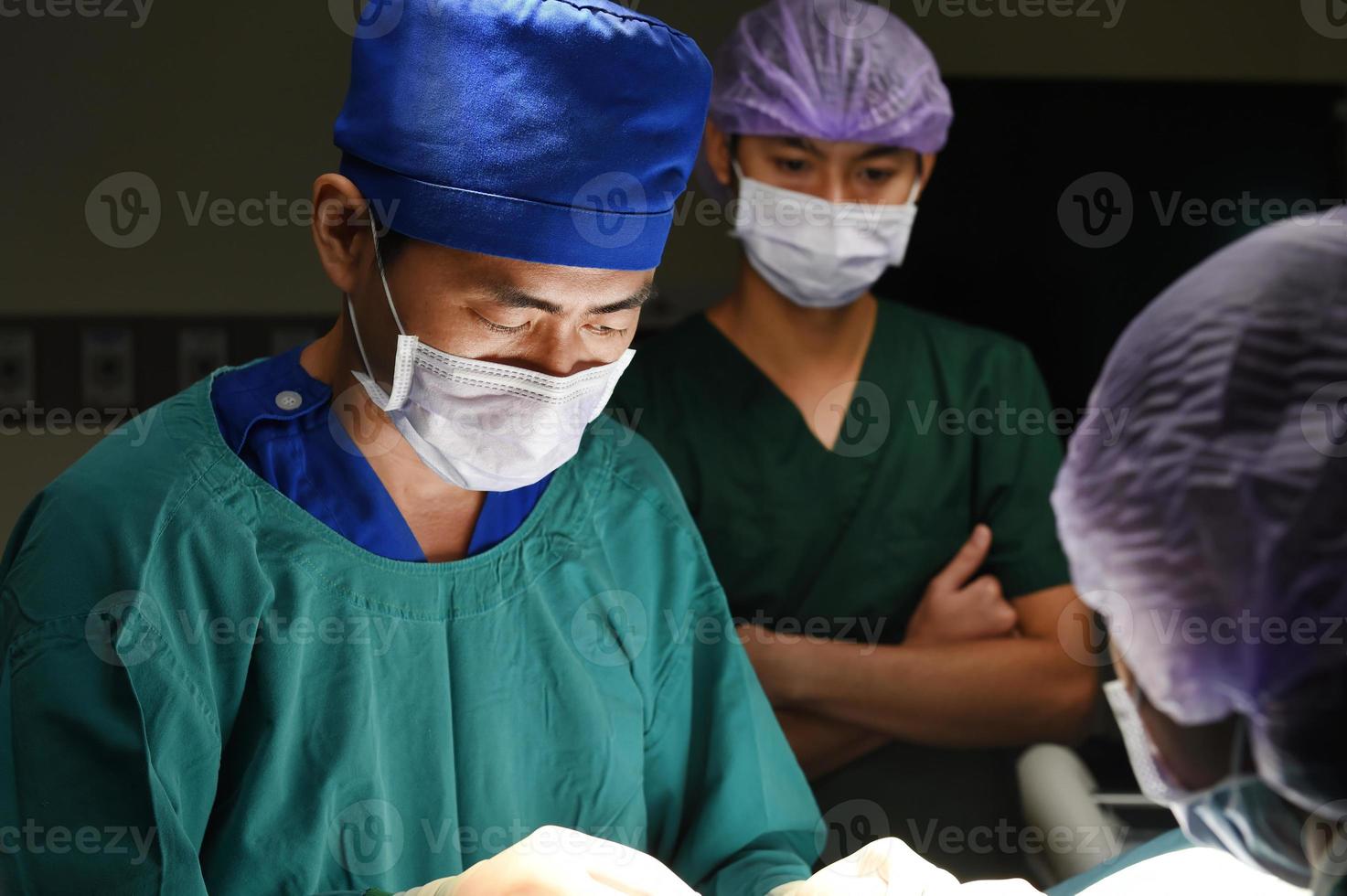 groep van veterinaire chirurgie in operatiekamer foto