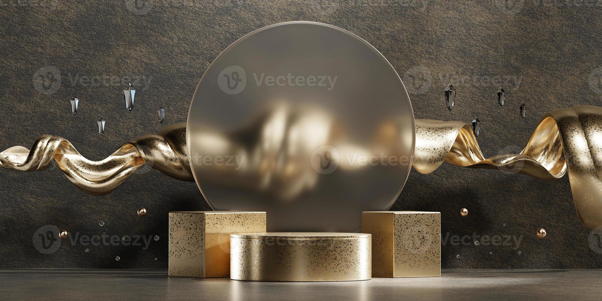3D-rendering abstracte gouden platform podium product presentatie achtergrond foto