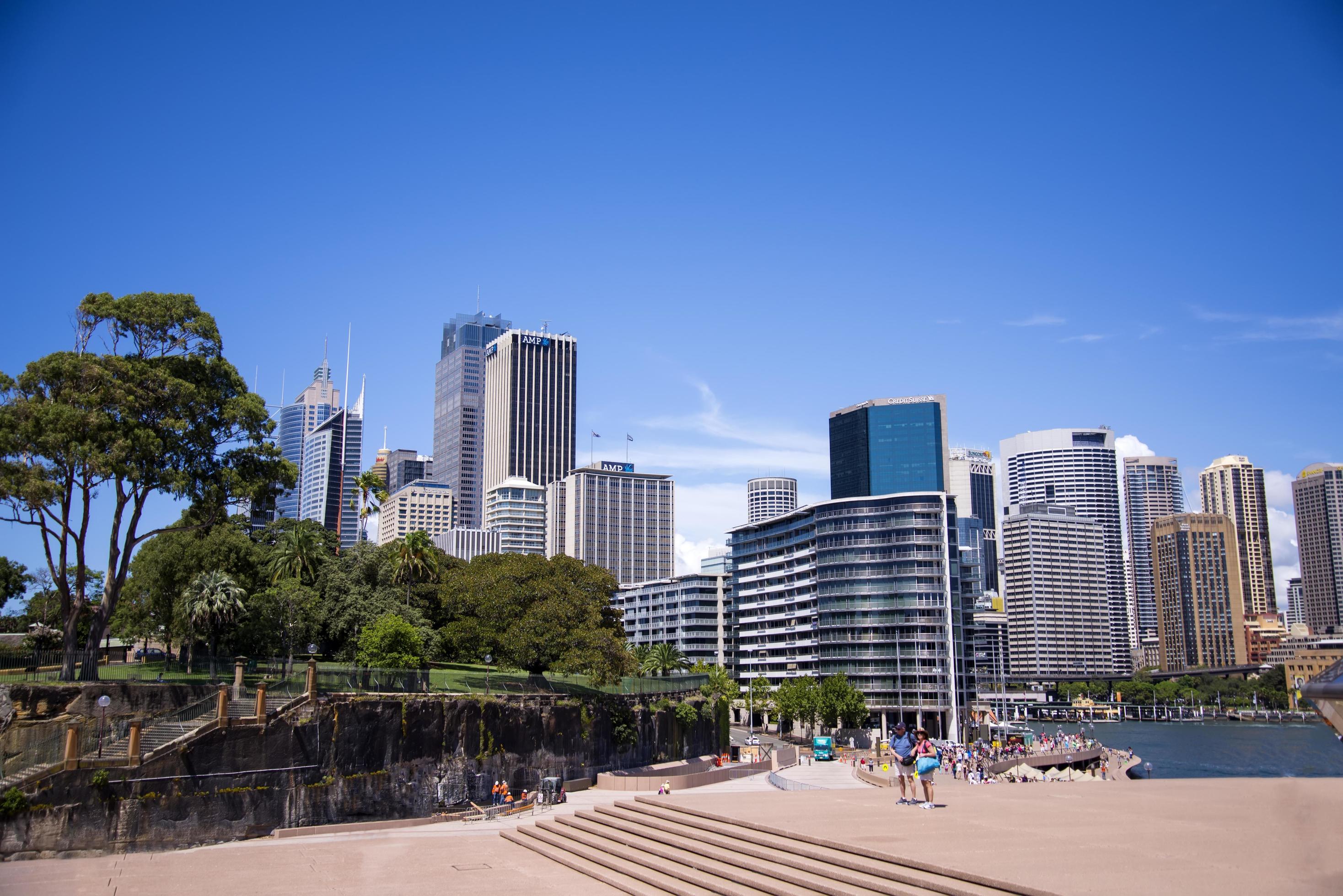 Sydney, Australië, 12 februari 2015 - moderne wolkenkrabbers in Sydney, Australië. Sydney is de hoofdstad van de staat van New South Wales en de dichtstbevolkte stad van Australië. foto